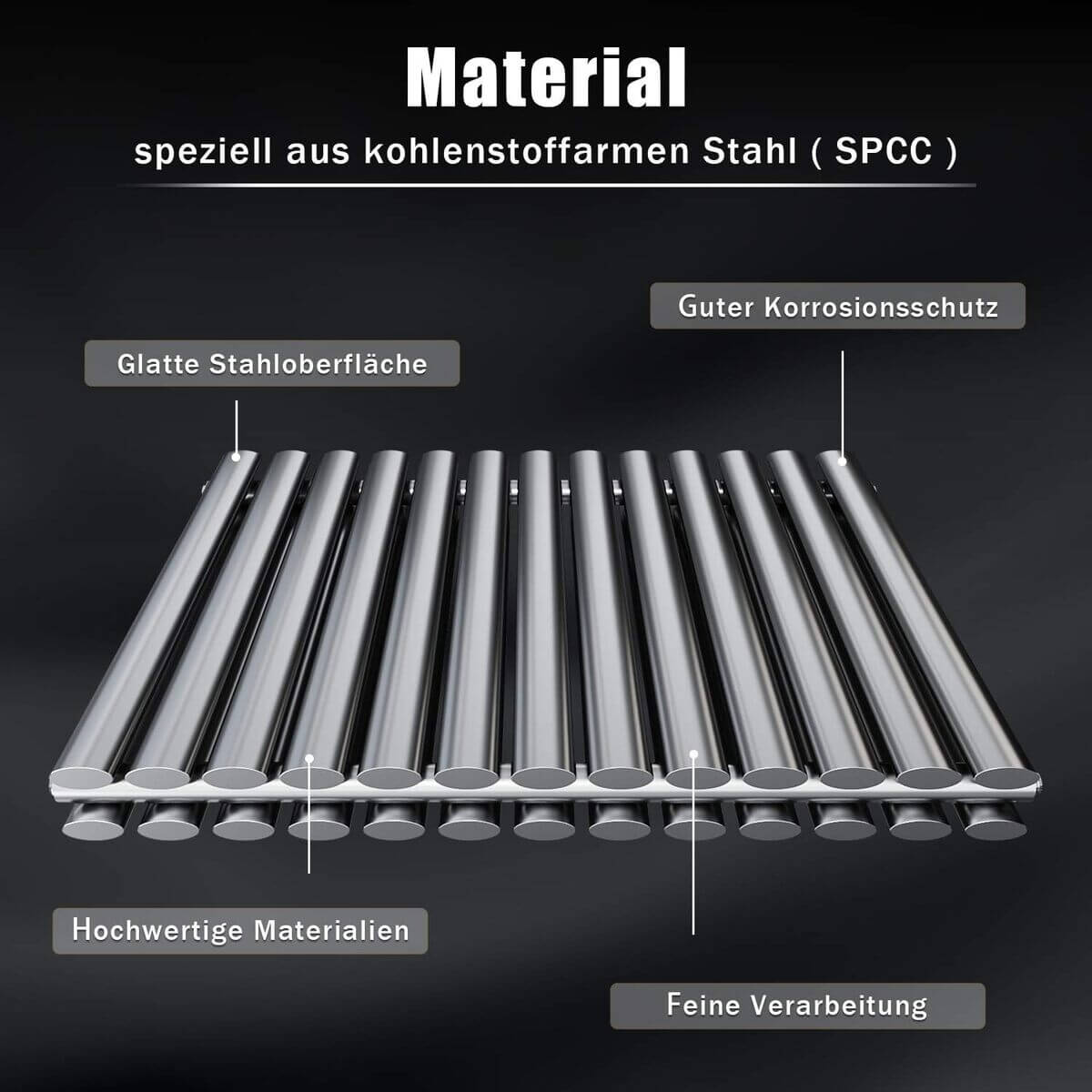 SONNI Badheizkörper Design Röhren Heizkörper Oval Paneelheizkörper Vertikal Mittelanschluss Doppellagig 1600*350mm Antrazit ohne/mit Mutiblock