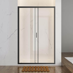 SONNI Duschkabine Duschschiebetür Matt-Schwarz, Verschiedene Größen 100/110/120 cm, ESG Klarglas Dusche Nischentür Einzelschiebetür, Glasschiebetür