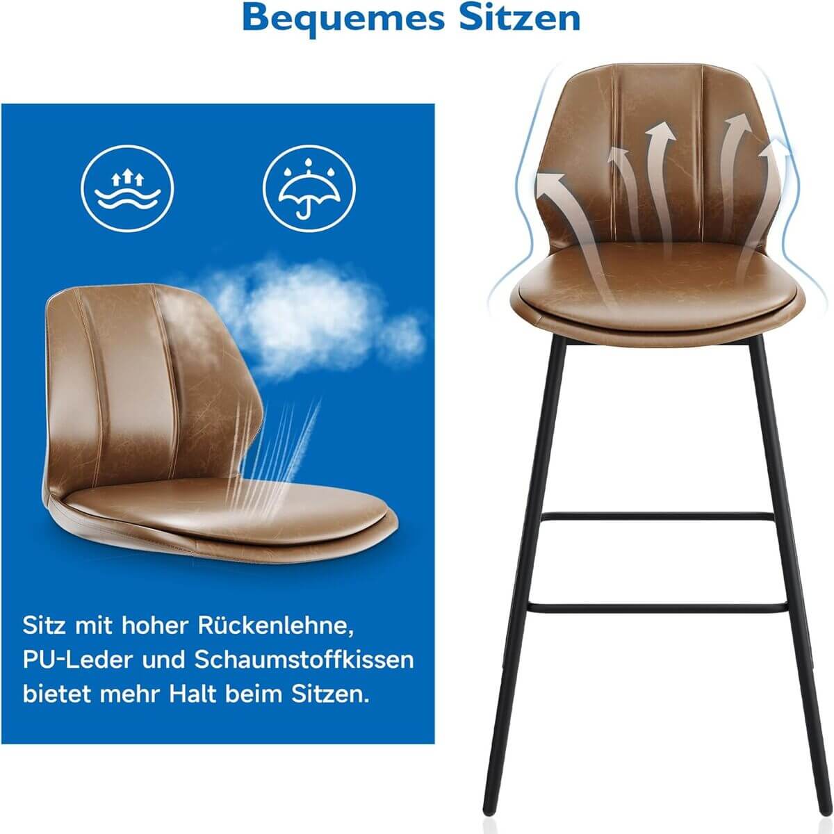 Set van 2 barstoelen CASSITA Rotan Zwart Set van 2 barstoelen CASSITA Rotan Zwart