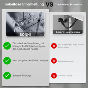 SONNI Spiegelschrank mit Beleuchtung LED Edelstahl 3türig Spiegelschrank Bad mit Touchschalter und Steckdose