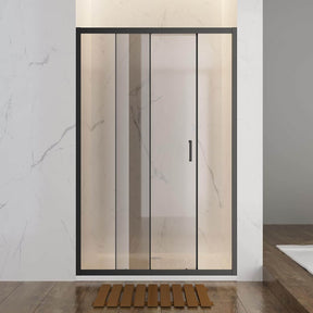 SONNI Duschkabine Duschschiebetür Matt-Schwarz + Grauglas, Verschiedene Größen 100/110/120 cm, ESG Getöntes Glas Dusche Nischentür, Glasschiebetür