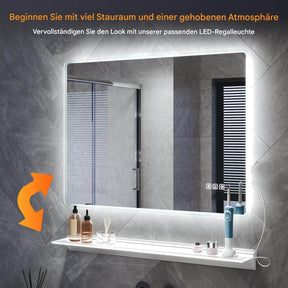 SONNI LED Badspiegel  Wandspiegel mit Beleuchtung(Weißes/Blaues/Violettes Licht), Steckdose und Bluetooth, Anti-Beschlag und Touch-Schalter Kosmetikspiegel Schminkspiegel - Sonni Sanitär GmbH