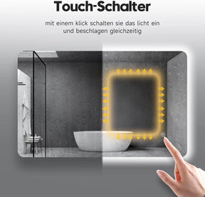 Santar spiegel 80x70 CM mat aluminium met IR sensor met LED licht en anti- condens Santar spiegel 80x70 CM mat aluminium met IR sensor met LED licht en anti- condens