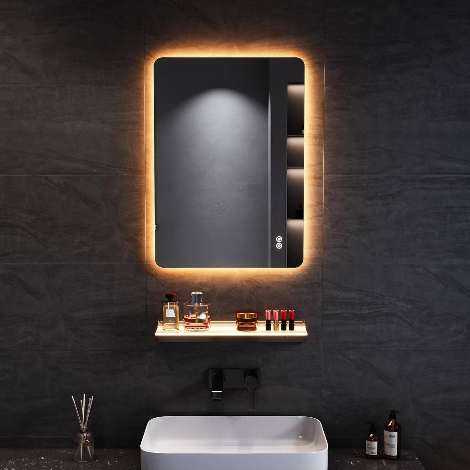 SONNI Badspiegel mit Beleuchtung Touch Badezimmerspiegel 3 Lichtfarben, Anti-Beschlag & Gedächtnisfunktion - Sonni Sanitär GmbH