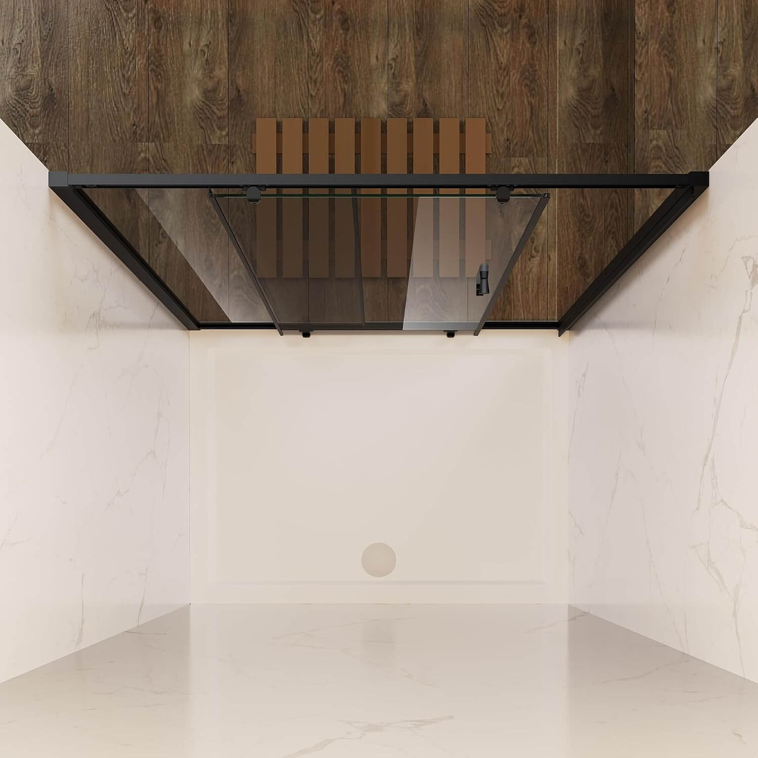 SONNI Duschkabine Duschschiebetür Matt-Schwarz + Grauglas, Verschiedene Größen 100/110/120 cm, ESG Getöntes Glas Dusche Nischentür, Glasschiebetür