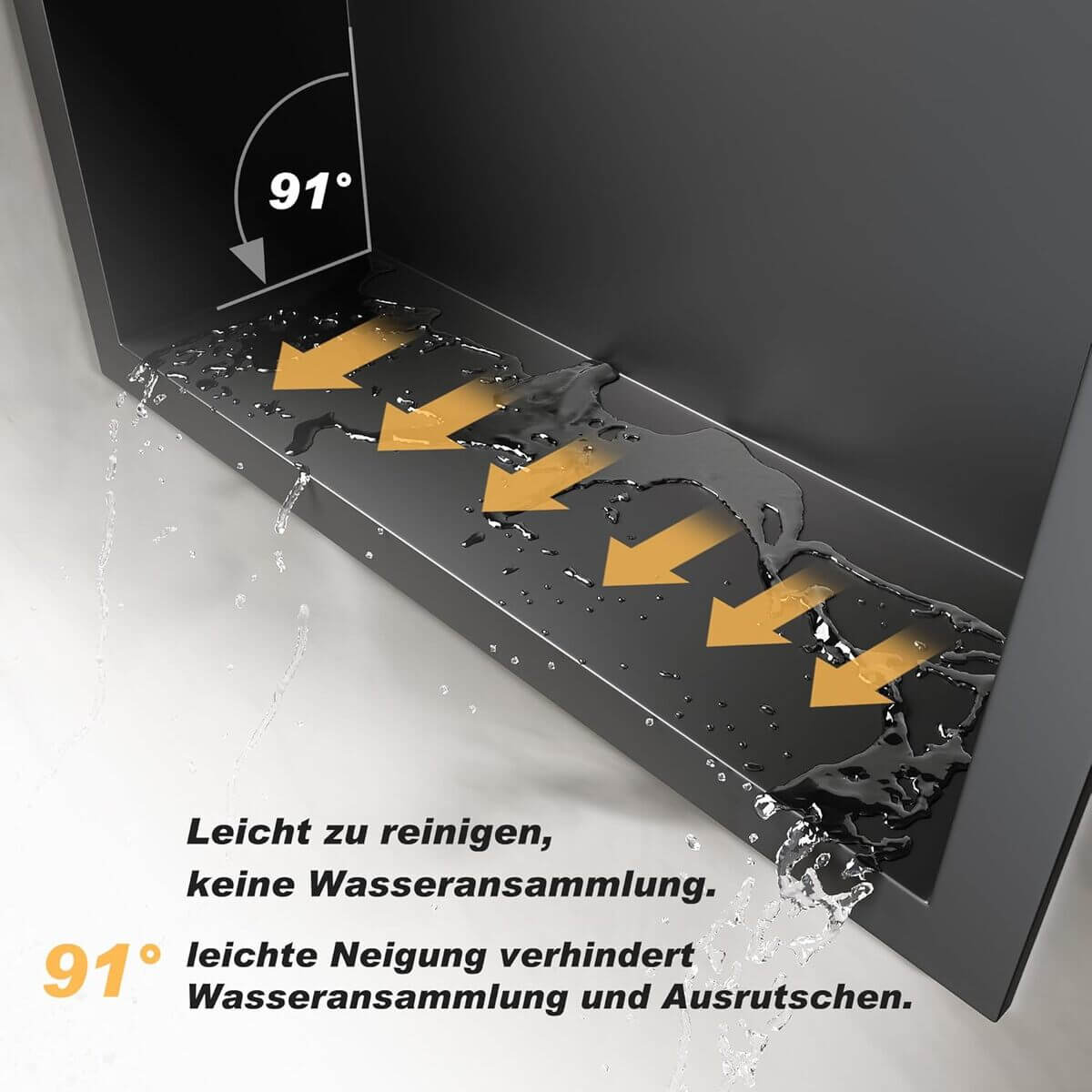SONNI Wandnische Dusche Edelstahl, eingebettete Duschnische, Einzelregal Lagerung für Badezimmer, Wasserdicht, Keine Fliesen erforderlich Schwarz - Sonni Sanitär GmbH