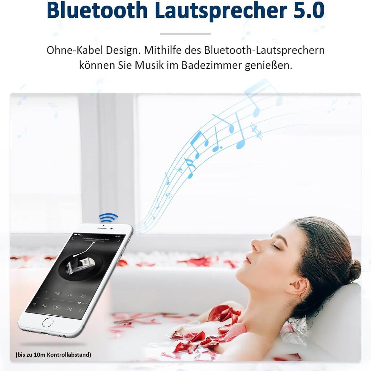 SONNI Badezimmer LED Spiegel Badspiegel mit Beleuchtung Sound Spiegel Bluetooth Touchschalter 60x50cm GTBM011