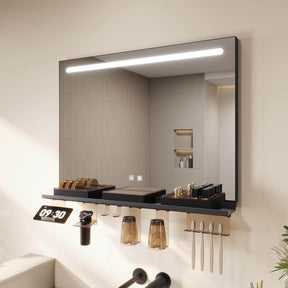 SONNI Badezimmerspiegel mit Beleuchtung 80x60 cm, LED Badspiegel mit Ablage, 3 einstellbare Lichtfarbe, Anti-Beschlag Wandspiegel mit Touchschalter