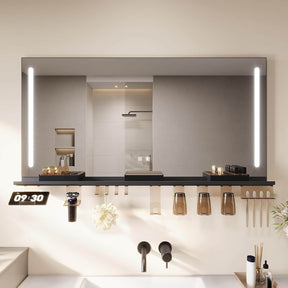 SONNI Badezimmerspiegel mit Beleuchtung 120x60 cm, LED Badspiegel mit Ablage, 3 einstellbare Lichtfarbe, Anti-Beschlag Wandspiegel mit Touchschalter