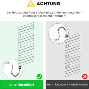 SONNI Heizstab mit Thermostat Weiß, elektrischer Heizstab für Badheizkörper Heizelement für Heizung, Heizrohr aus Edelstahl mit Temperaturregler