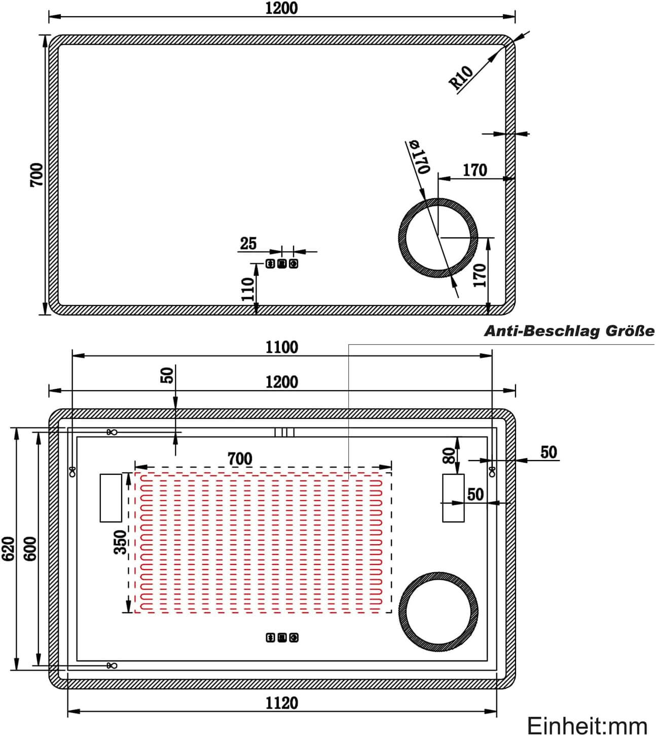 SONNI LED Badspiegel  Wandspiegel Bad mit Beleuchtung, 3 Farbe modi+Stufenlose Dimmung, Steckdose, Bluetooth und 3X Lupe, Kosmetikspiegel mit Anti-Beschlag und Touch-Schalter - Sonni Sanitär GmbH