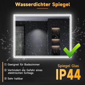 SONNI Badspiegel mit Beleuchtung Halbrund LED Spiegel mit Touch-Schalter und Dimmbar, Beschlagfrei, 3 einstellbare Lichtfarben, Badezimmerspiegel mit Beleuchtung IP44 - Sonni Sanitär GmbH