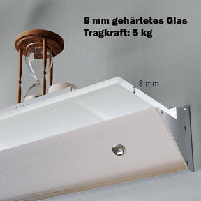 SONNI  LED Wandregale 50cm Glasboden Regal mit LED-Beleuchtung für Wohnzimmer, Bar, Eingang Lagerregal aus Aluminium und 8 mm abnehmbares Glas, 3 Farbe modi, sensorgesteuert - Sonni Sanitär GmbH