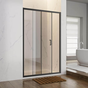 SONNI Duschkabine Duschschiebetür Matt-Schwarz + Grauglas, Verschiedene Größen 100/110/120 cm, ESG Getöntes Glas Dusche Nischentür, Glasschiebetür