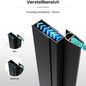 SONNI Duschtür 80/90/100x195CM Pendeltür Dusche Schwarzer 6mm gehärtetes Glas Wasserschutzleiste Magnetische Anziehung Doppelseitige Nanobeschichtung