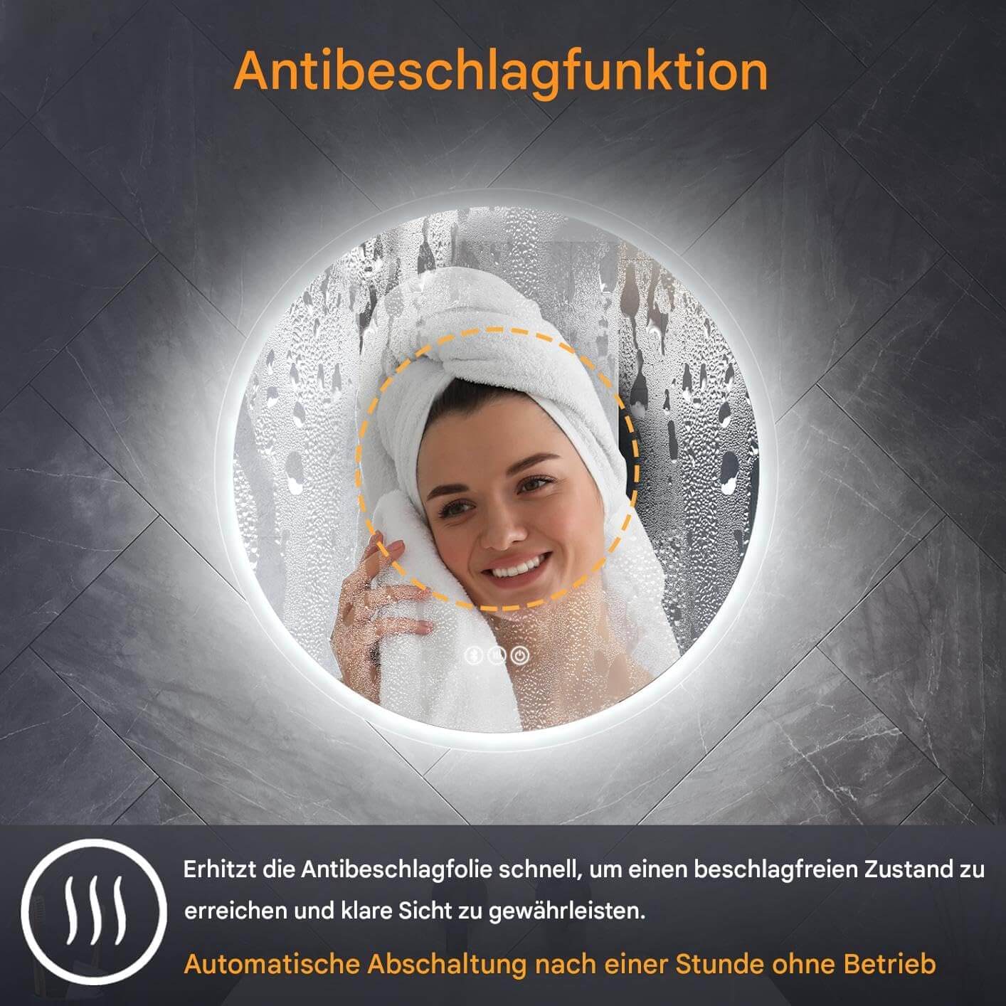SONNI Badspiegel Runder mit Bluetooth Wandspiegel mit Beleuchtung, Spiegel Bad mit 3 einstellbare Farbtemperaturen und Anti-Beschlag, Kosmetikspiegel Rund - Sonni Sanitär GmbH