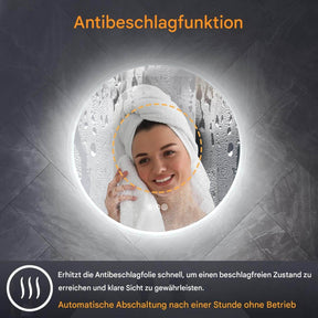 SONNI Badspiegel Runder mit Bluetooth Wandspiegel mit Beleuchtung, Spiegel Bad mit 3 einstellbare Farbtemperaturen und Anti-Beschlag, Kosmetikspiegel Rund - Sonni Sanitär GmbH