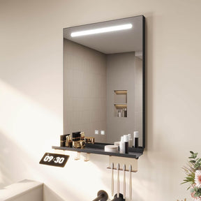 SONNI Badezimmerspiegel mit Beleuchtung 50x70 cm, LED Badspiegel mit Ablag, 3 einstellbare Lichtfarbe, Anti-Beschlag Wandspiegel mit Touchschalter