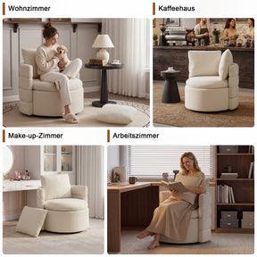 SONNI Drehsessel 360° drehbar mit Stauraum, moderner Chenille Polstersessel mit bequemem Rückenkissen, 72 x 66,5 x 76 cm