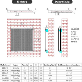 SONNI Flach Heizkörper Paneelheizkörper Wandheizung Sietenanschluss 630*616mm Weiß Ohne/mit Multiblock