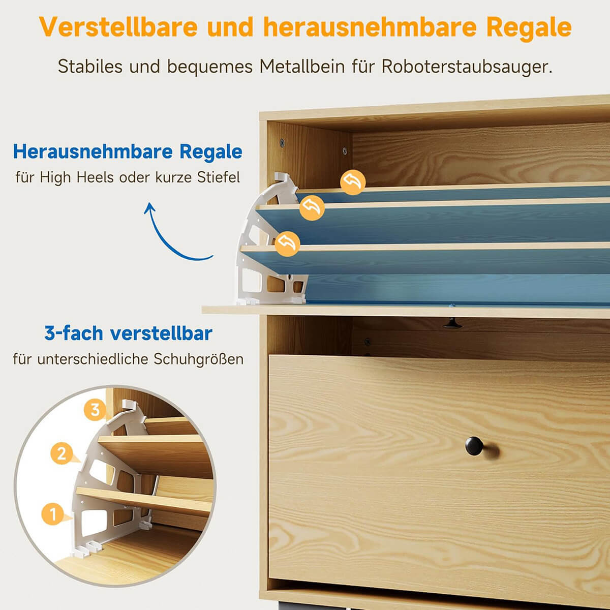 SONNI Schuhschrank, schmales Schuhregal, Schuhkipper, mit 2 Klappen für 24 Paar, Metallbeinen und verstellbarem Regal, Platzsparend, Staubdicht, für Eingangsbereich, Flur, 80x30x95cm, Eichenfarbe