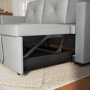 SONNI Schlafsofa 3 Sitzer, 203cm Ecksofa, Schlafcouch mit Seitentaschen, 186 × 110 cm Liegefläche, Klappbares L-förmiges Sofa für Wohnzimmer/Schlafzimmer/Büro, Modernes Polstersofa