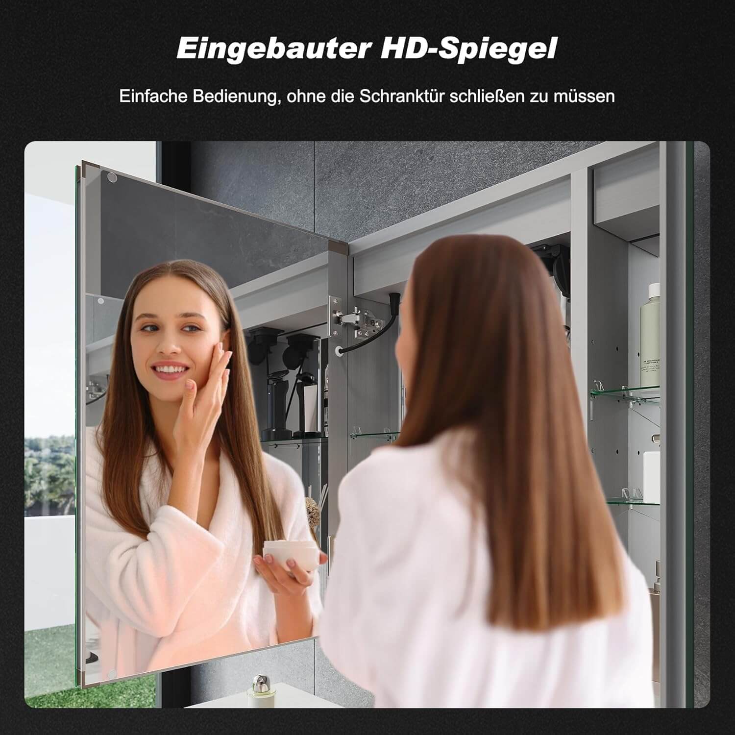 SONNI Spiegelschrank mit Beleuchtung 80x60 cm, 3 Türen LED Spiegelschrank Bad mit Anti-Beschlag, Steckdose, 3 Lichtfarben, Dimmbar, Aluminum, IP44 Wasserciht - Sonni Sanitär GmbH