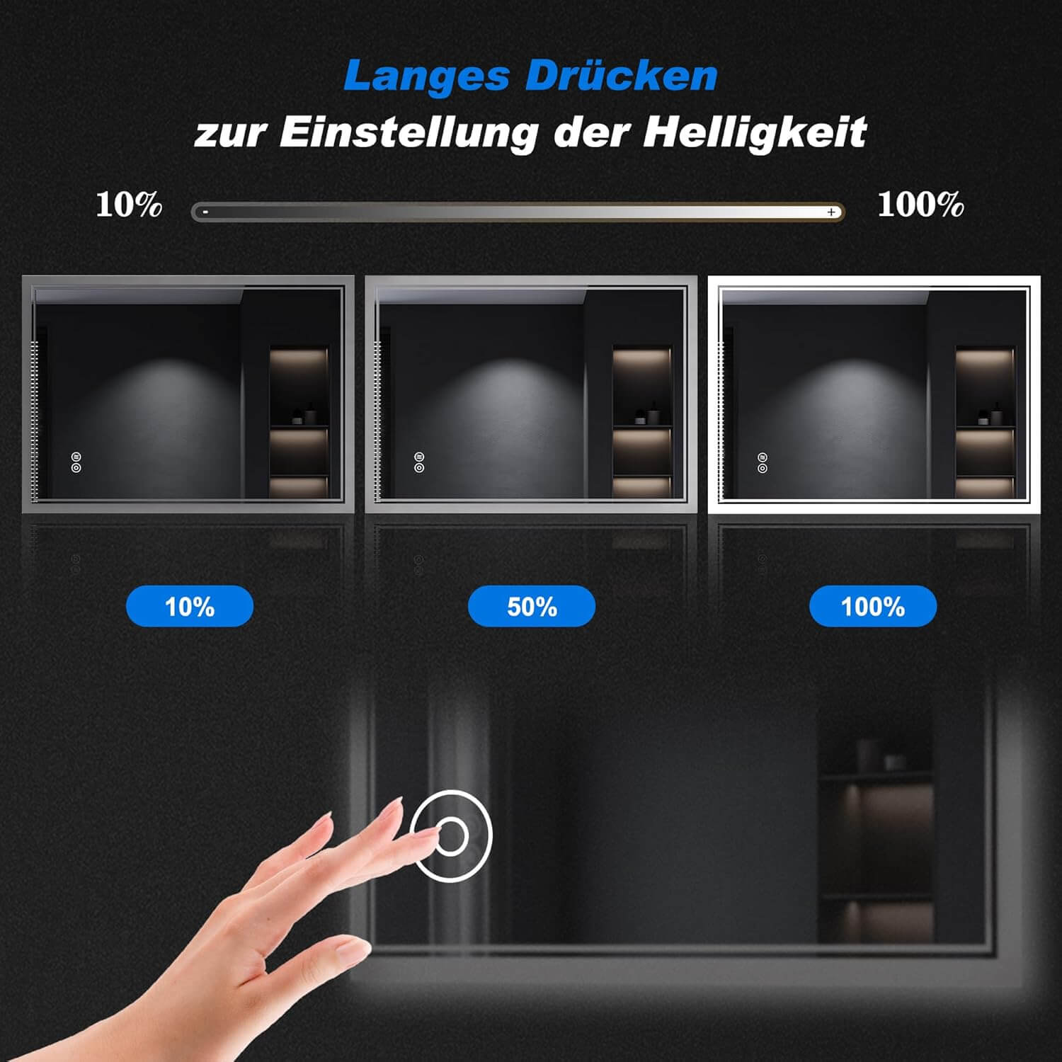 SONNI Badspiegel mit Beleuchtung Halbrund LED Spiegel mit Touch-Schalter und Dimmbar, Beschlagfrei, 3 einstellbare Lichtfarben, Badezimmerspiegel mit Beleuchtung IP44 - Sonni Sanitär GmbH