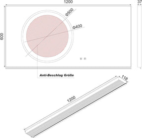 SONNI Badezimmerspiegel mit Beleuchtung 120x60 cm, LED Badspiegel mit Ablage, 3 einstellbare Lichtfarbe + Anti-Beschlag + Touchschalter, Ablage mit Handyhalter + Haken + Zahnbürstenhalte