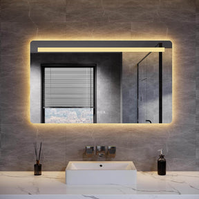 SONNI LED Badspiegel 80 x 60 cm Spiegel Bad mit Beleuchtung, 3 Farbe modi, Steckdose, 3X Lupe, Anti-Beschlag und Touch-Schalter Wandspiegel Kosmetikspiegel - Sonni Sanitär GmbH