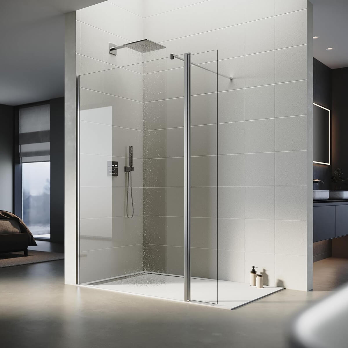 SONNI Walk In Dusche Duschabtrennung Duschwand Nano Beschichtung Klarglas Mit 30cm schwenkbarer Seitenteil - Sonni Sanitär GmbH