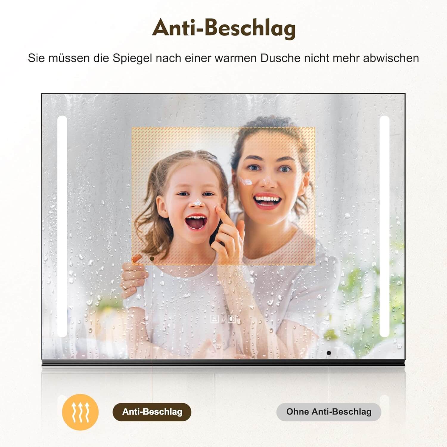 SONNI Badezimmerspiegel mit Beleuchtung 100x60 cm, LED Badspiegel mit Ablage, 3 einstellbare Lichtfarbe, Anti-Beschlag Wandspiegel mit Touchschalter