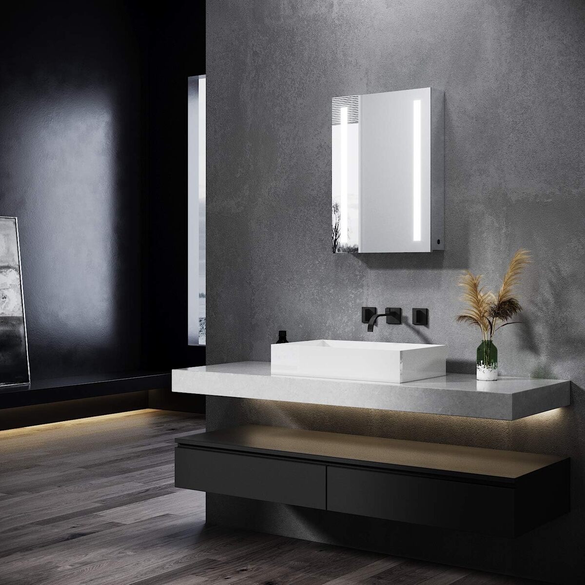 SONNI Badezimmer LED Spiegelschrank mit zwei LED-Lichtstreifen Kippschalter 50 x 70 x 13cm - Sonni Sanitär GmbH