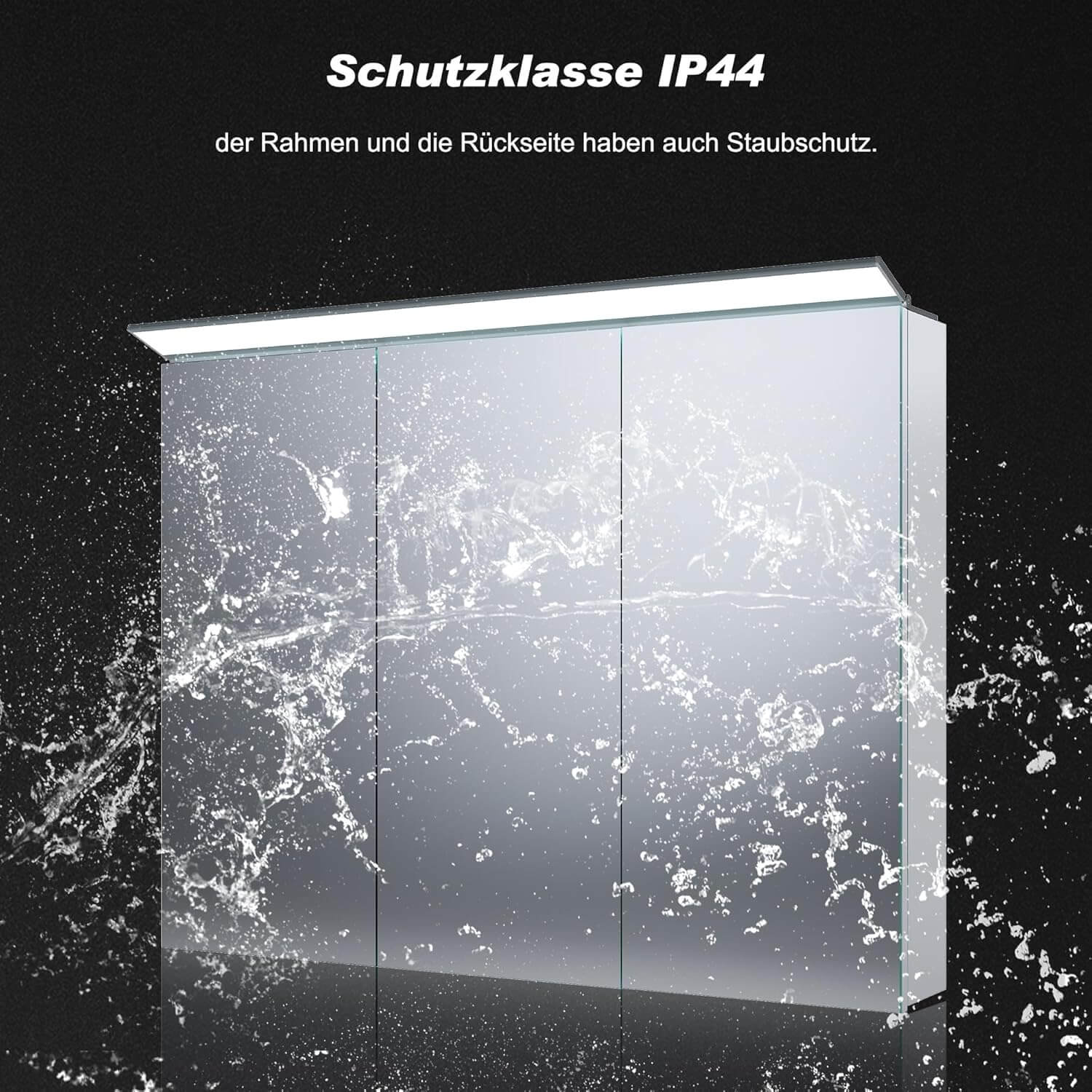 SONNI Spiegelschrank Bad mit Beleuchtung 80 x 60 cm, Edelstahl Medizinschrank IP44 Wasserciht, Spiegelleuchte mit Kaltweißem Licht und Wandschalter für Badezimmer - Sonni Sanitär GmbH