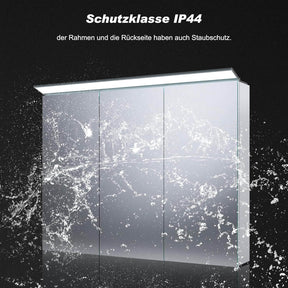 SONNI Spiegelschrank Bad mit Beleuchtung 80 x 60 cm, Edelstahl Medizinschrank IP44 Wasserciht, Spiegelleuchte mit Kaltweißem Licht und Wandschalter für Badezimmer - Sonni Sanitär GmbH