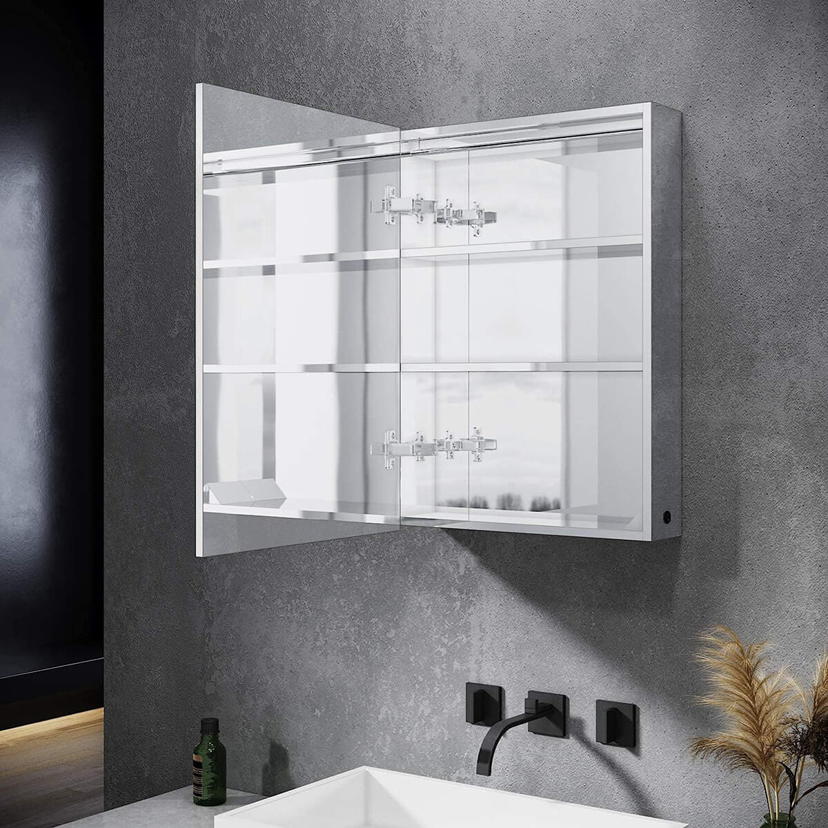 SONNI Badezimmer LED Spiegelschrank mit vollen LED-Lichtstreifen Kippschalter 50 x 70 x 13cm - Sonni Sanitär GmbH