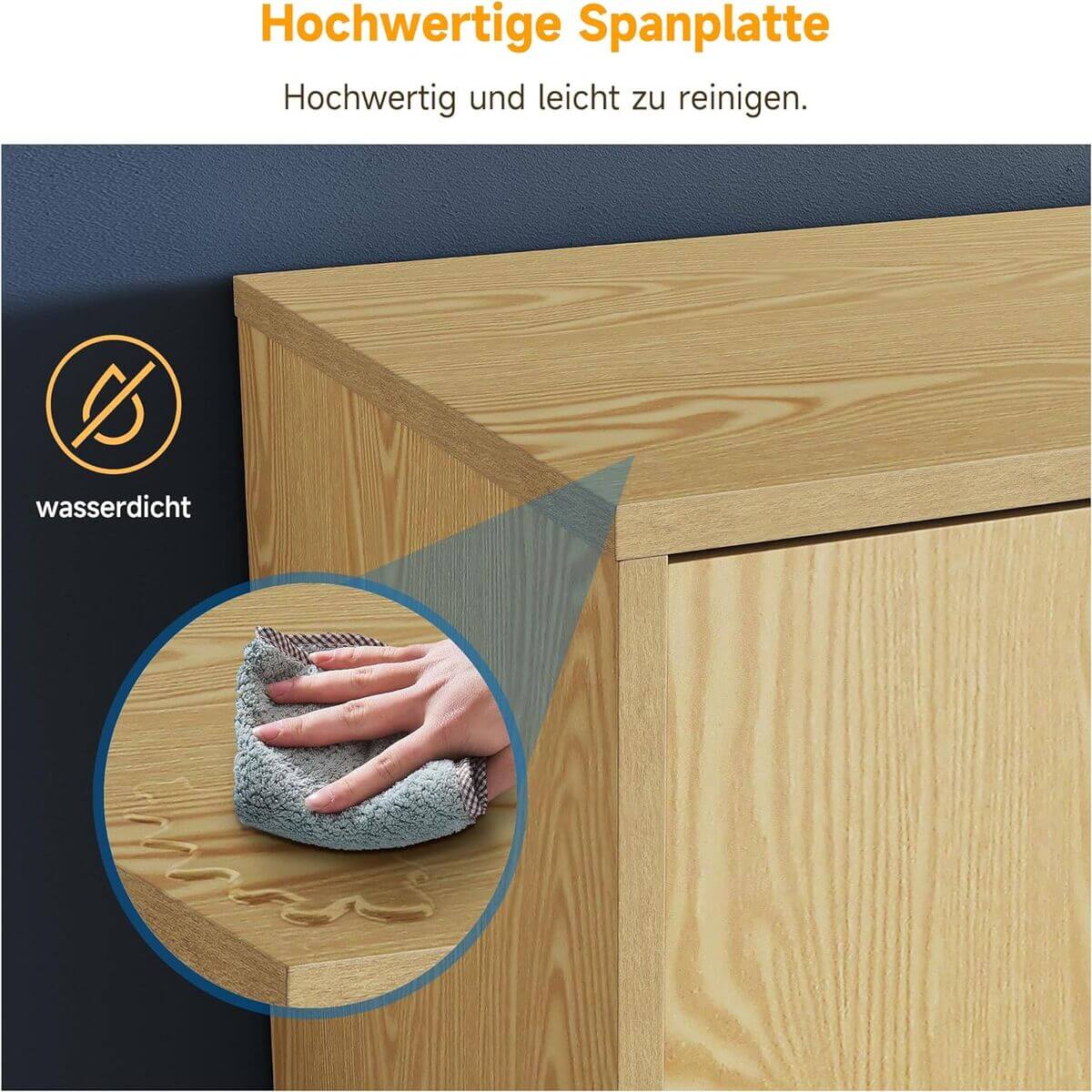 SONNI Sideboard, Küchenschrank, Aufbewahrungsschrank mit 2 Tür, 3 offene Regal, Bauernhaus-Kaffeebarschrank, Mehrzweckschrank, für Wohnzimmer, Küche, Schlafzimmer, Esszimmer, 120x35 x93 cm, Holzfarbe