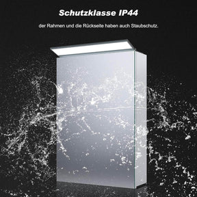 SONNI Spiegelschrank Bad mit Beleuchtung, Edelstahl Medizinschrank IP44 Wasserciht, Spiegelleuchte mit Kaltweißem Licht und Wandschalter für Badezimmer 36 x 52 cm - Sonni Sanitär GmbH