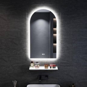 SONNI Badezimmerspiegel mit Beleuchtung Bogen LED Badspiegel mit Steckdose + Touch-Bedienung + Anti-Beschlag + 3 Farben, Dimmbar & Stromausfallgedächtnis - Sonni Sanitär GmbH