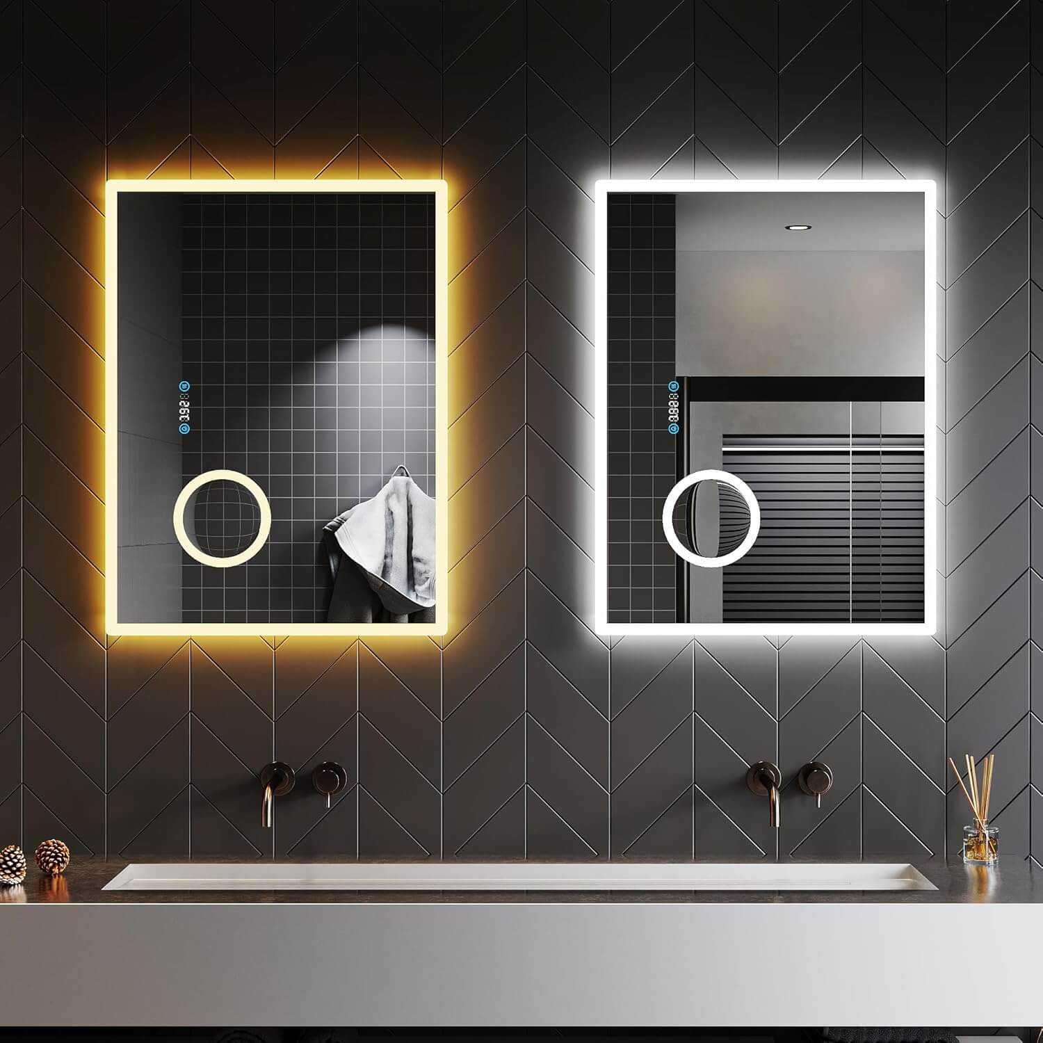 LED Badezimmerspiegel Mit Anti-Beschlag – 61x81 Cm, 3 Farbtemperaturen, Dimmbar, Front- & Hintergrundbeleuchtung