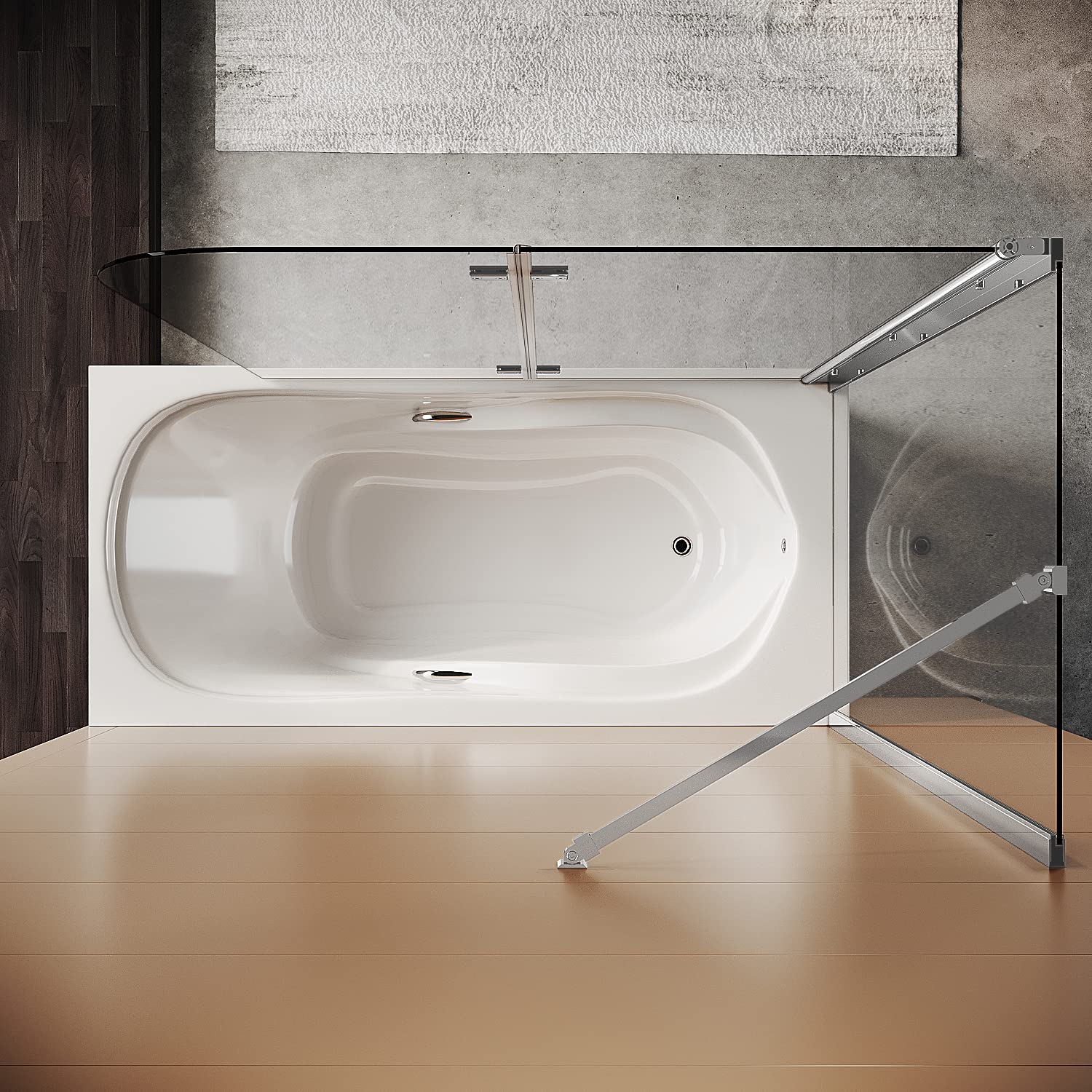 SONNI Duschwand für Badewanne mit Schwarzem Gitterdesign NANO-GLAS Badewannenaufsatz faltbar Duschabtrennung Badewanne 80x140 cm(BxH)