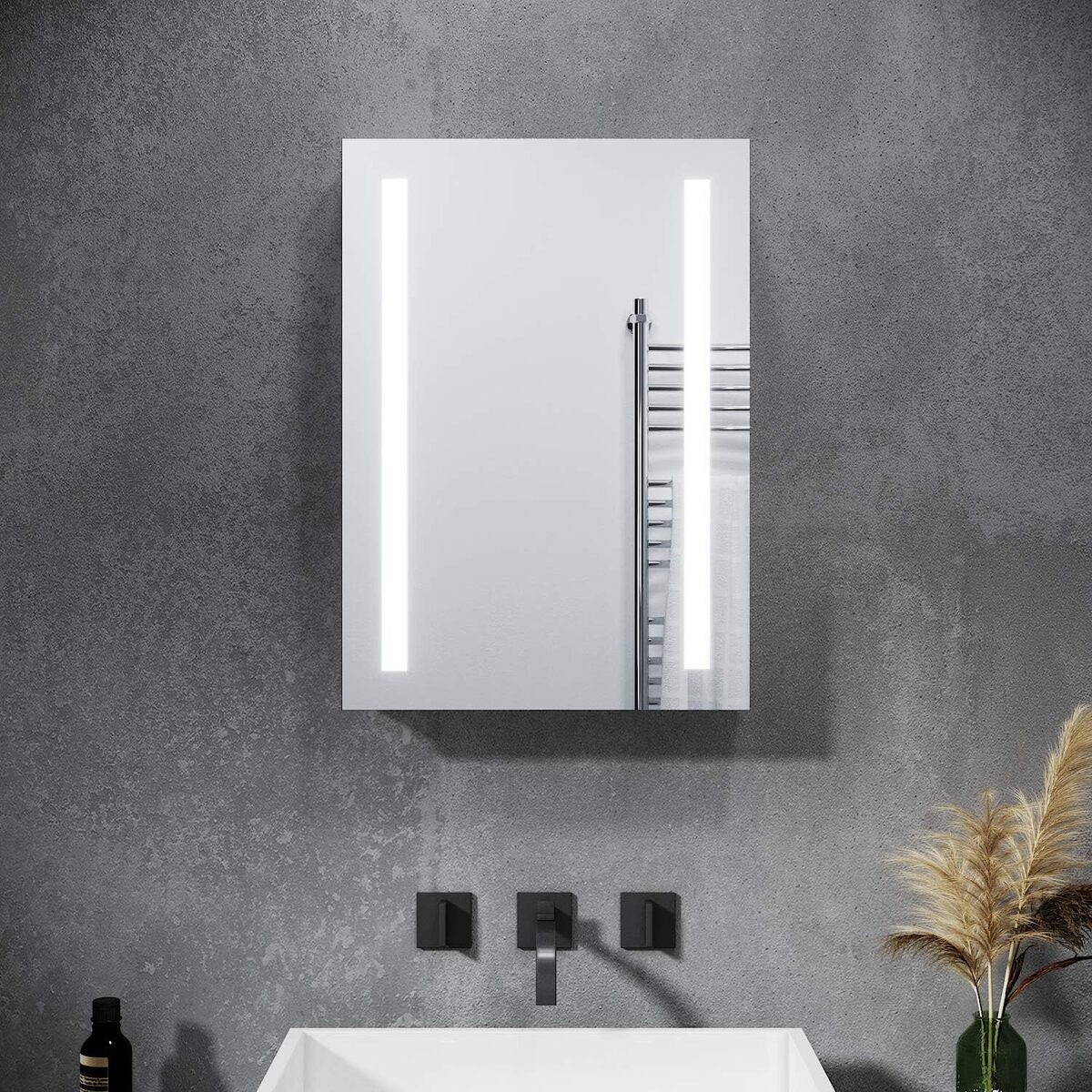 SONNI Badezimmer LED Spiegelschrank mit zwei LED-Lichtstreifen Kippschalter 50 x 70 x 13cm - Sonni Sanitär GmbH