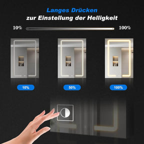 SONNI LED Spiegelschrank mit Kosmetik-Organizer 50x70 cm, Steckdose & 3-fache Vergrößerungsspiegel, 3 Lichtfarben, Dimmbar - Dunkelgrau - Sonni Sanitär GmbH