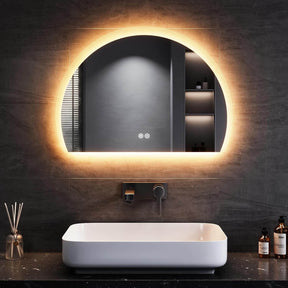 SONNI Badspiegel mit Beleuchtung Halbrund LED Spiegel mit Touch-Schalter und Dimmbar, Beschlagfrei, 3 einstellbare Lichtfarben, Badezimmerspiegel mit Beleuchtung IP44 - Sonni Sanitär GmbH