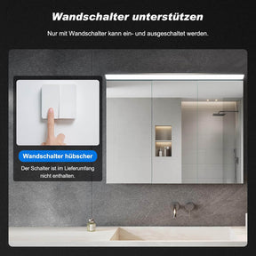 SONNI Spiegelschrank Bad mit Beleuchtung 80 x 60 cm, Edelstahl Medizinschrank IP44 Wasserciht, Spiegelleuchte mit Kaltweißem Licht und Wandschalter für Badezimmer - Sonni Sanitär GmbH