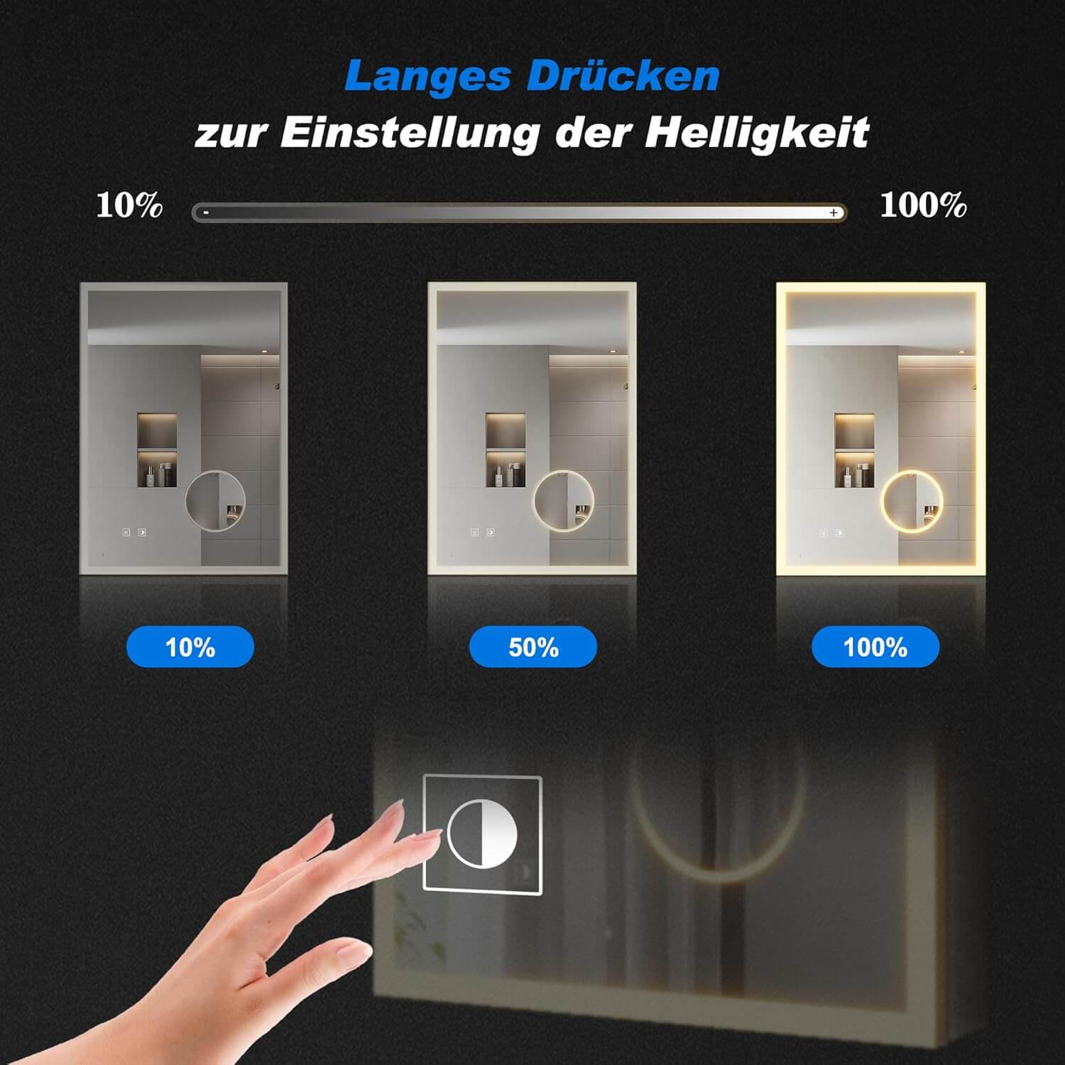 SONNI LED Spiegelschrank Bad mit 3-fache Vergrößerungsspiegel und Steckdose 70 x 50 cm, Aluminum Spiegelschrank mit Touch-Schalter, 3 Lichtfarben + Defogging, IP44 wasserciht - Sonni Sanitär GmbH