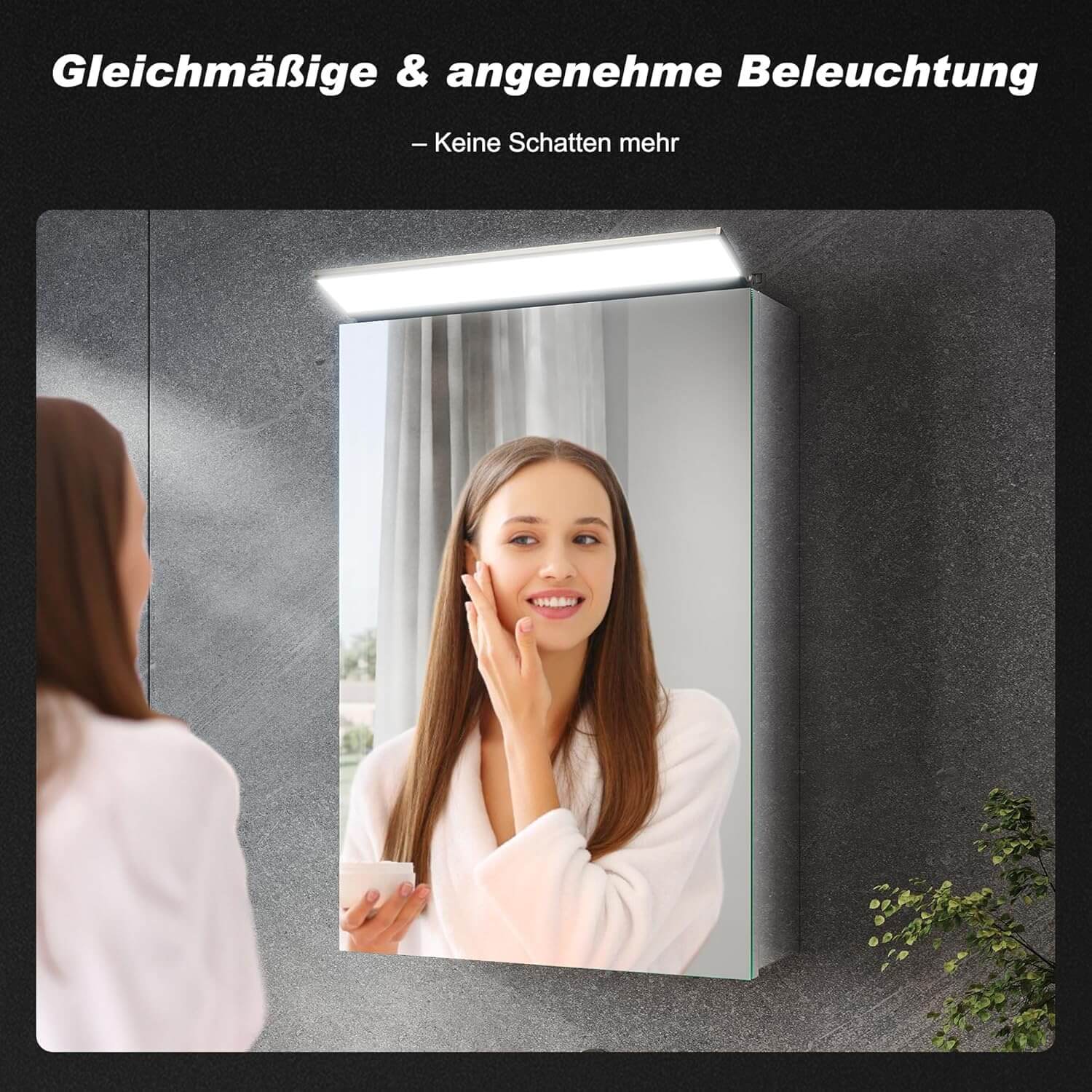 SONNI Spiegelschrank Bad mit Beleuchtung, Edelstahl Medizinschrank IP44 Wasserciht, Spiegelleuchte mit Kaltweißem Licht und Wandschalter für Badezimmer 36 x 52 cm - Sonni Sanitär GmbH