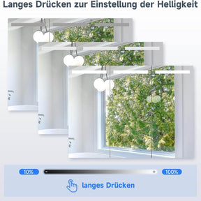 SONNI LED mit Beleuchtung Badezimmer-Spiegelschrank 90x65 cm Touchschalter Beleuchtung & Steckdose Verstellbare Einlegeböden 3-türig