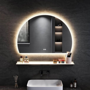 SONNI Badspiegel mit Beleuchtung Halbrund LED Spiegel mit Touch-Schalter und Dimmbar, Beschlagfrei, 3 einstellbare Lichtfarben, Badezimmerspiegel mit Beleuchtung IP44 - Sonni Sanitär GmbH