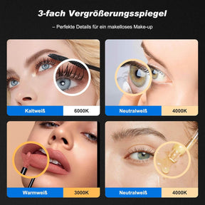 SONNI LED Spiegelschrank Bad mit 3-fache Vergrößerungsspiegel und Steckdose 70 x 50 cm, Aluminum Spiegelschrank mit Touch-Schalter, 3 Lichtfarben + Defogging, IP44 wasserciht - Sonni Sanitär GmbH